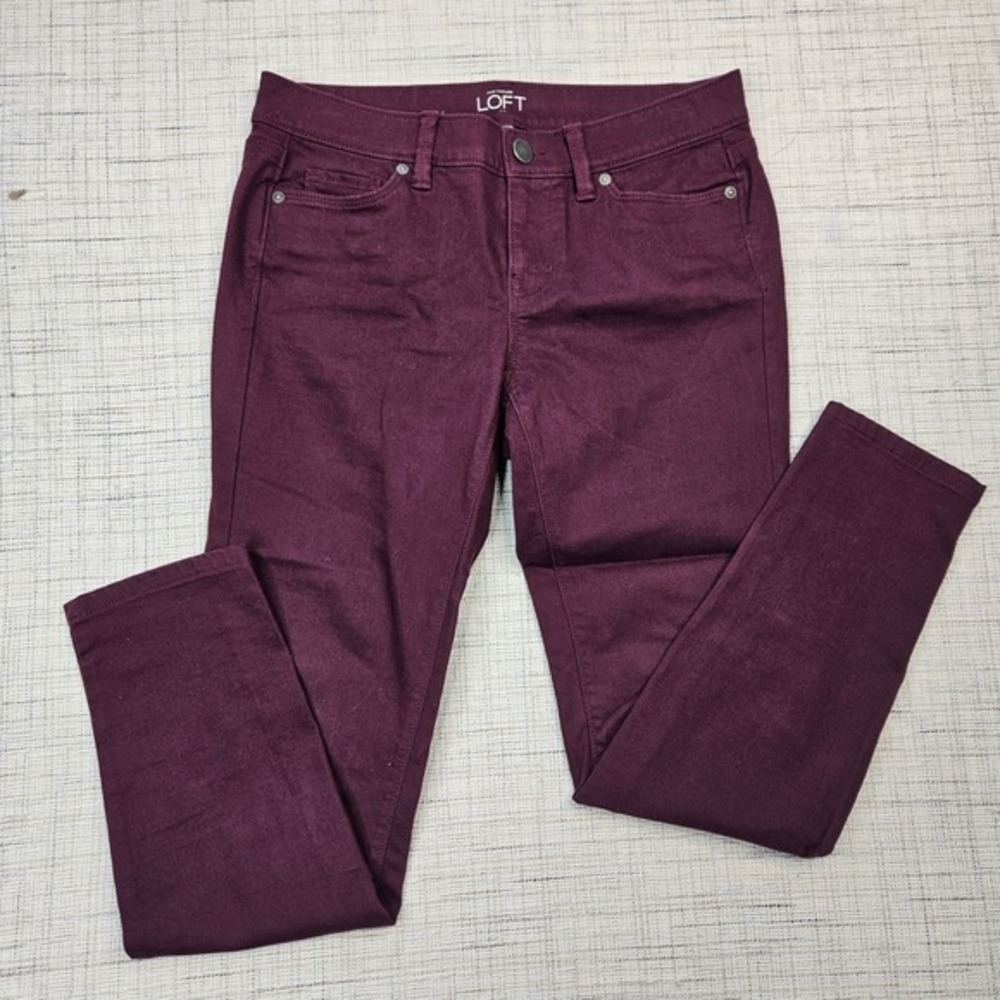 LOFT Modern Skinny Pants Womens Size 4P Dark Burgundy Casual